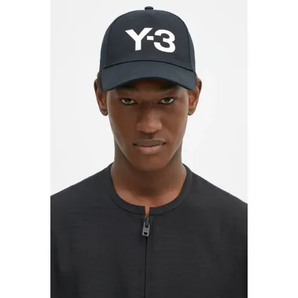 Zdjęcie Y-3 czapka z daszkiem Stripes Double Brim Cap kolor czarny z aplikacją JP1142