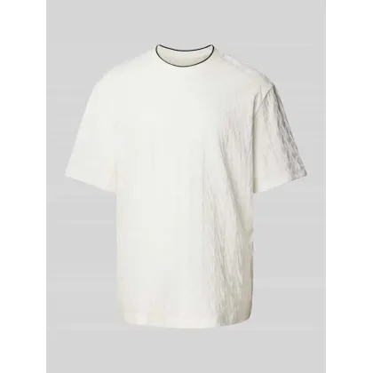 Zdjęcie T-shirt z prążkowanym, okrągłym dekoltem model ‘Jaquard’