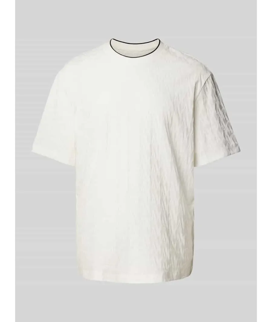 obrazek 1 T-shirt z prążkowanym, okrągłym dekoltem model ‘Jaquard’