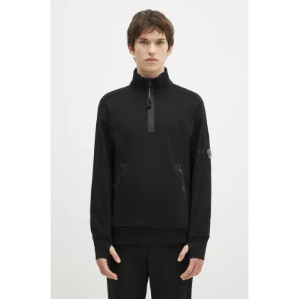 Zdjęcie C.P. Company bluza bawełniana Diagonal Raised Fleece Half Zipped Sweatshirt męska kolor czarny gładka 17CMSS027A005086W