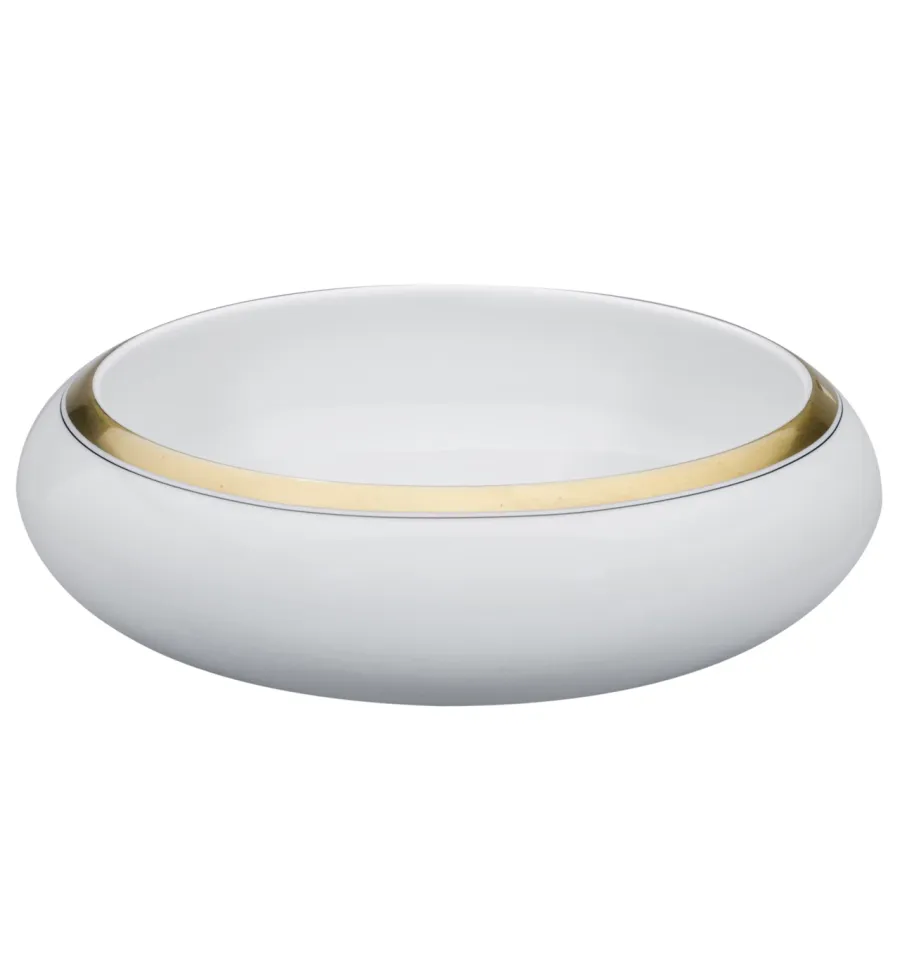 obrazek 1 Klasyczna porcelanowa miska na sałatkę Domo Gold ze złotym detalem - Vista Alegre