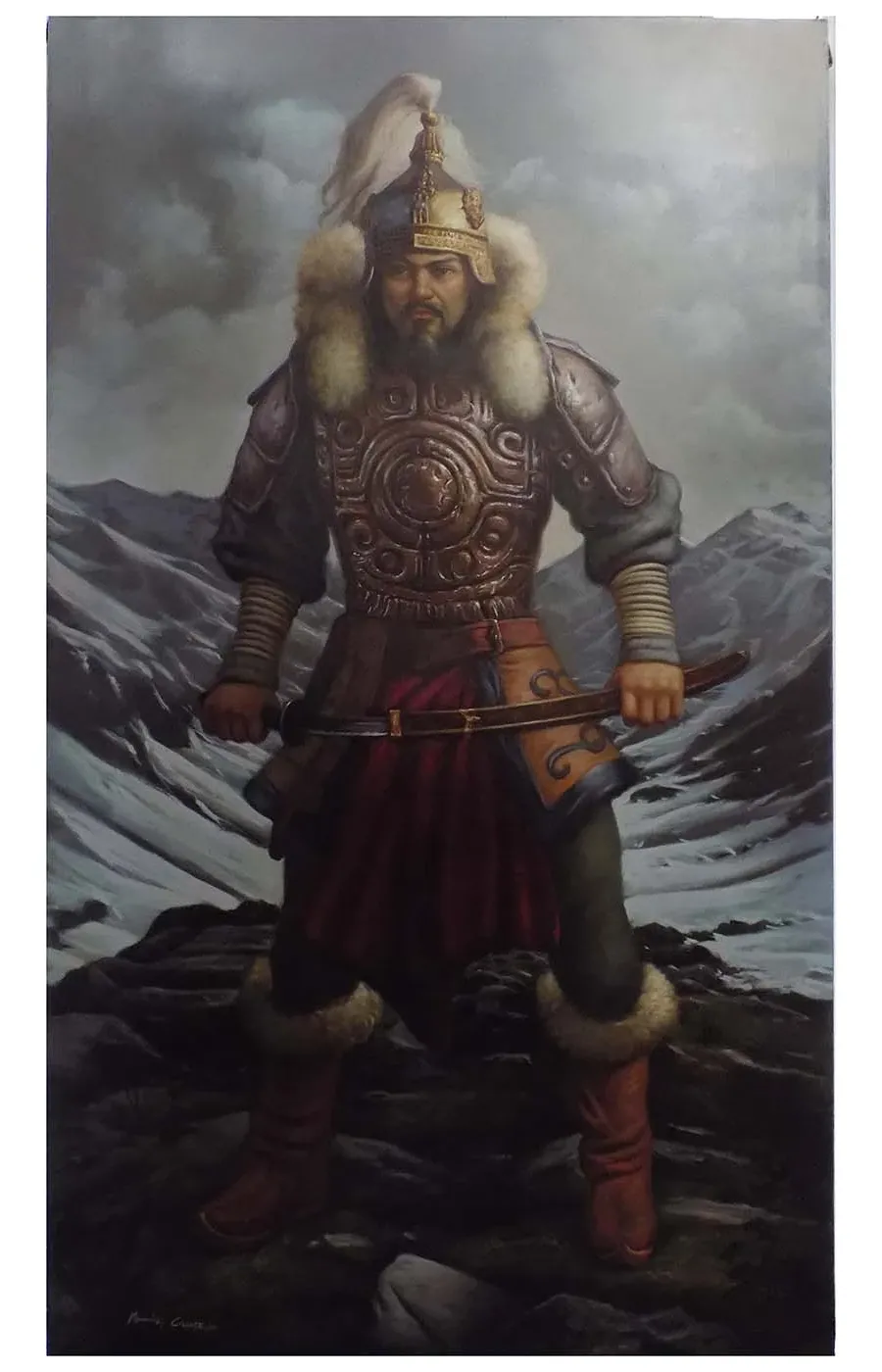obrazek 2 Portret Czyngis-chana, szkoła włoska XVIII wieku, obraz olejny na płótnie