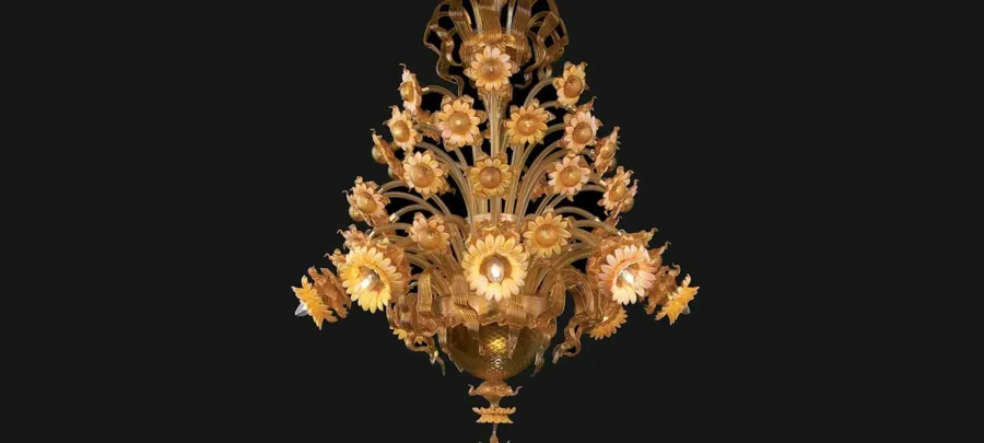 obrazek 1 Oryginalny kwiatowy żyrandol ze szkła Murano z Włoch - Vetreria Artistica Rosa