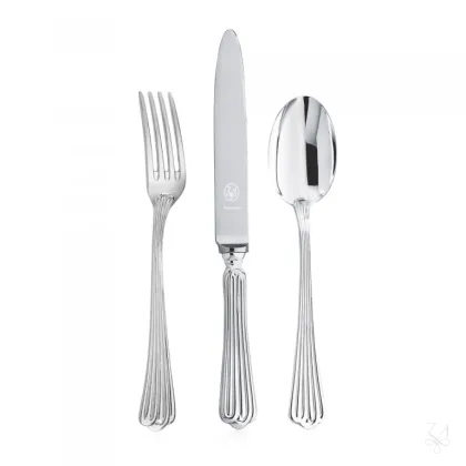 Zdjęcie Pięknie zdobiony posrebrzany zestaw sztućców dla dziecka - Zaramella Argenti