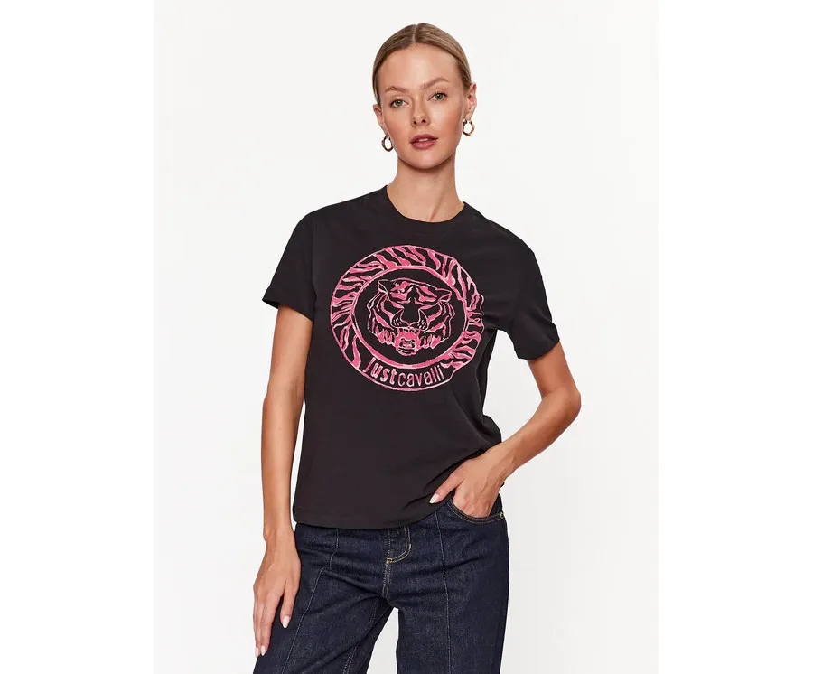 obrazek 1 Just Cavalli T-Shirt 75PAHF01 Czarny Regular Fit