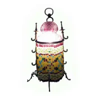 Zdjęcie Lampka nocna z brązu i szkła - vintage