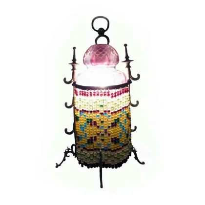 Zdjęcie Lampka nocna z brązu i szkła - vintage