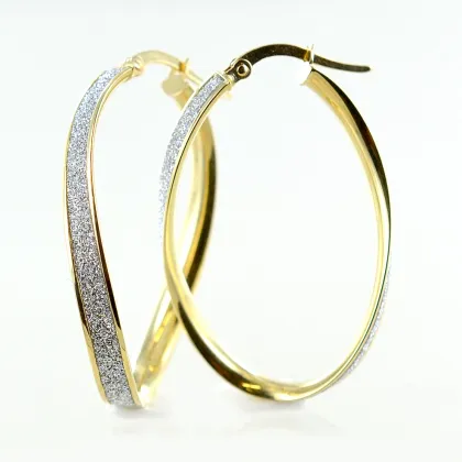 Zdjęcie Złote wyjątkowe kolczyki koła z brokatem