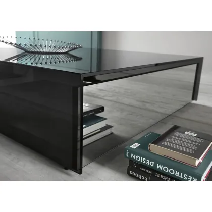 Zdjęcie Kwadratowy stolik z szufladami wykonany ze szkła wędzonego - Tonelli Design