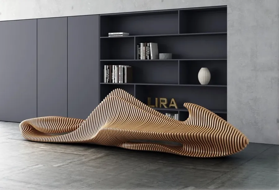 obrazek 2 Designerska ławka do poczekalni ze sklejki