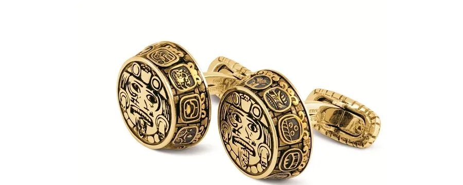 obrazek 1 Gold Mayan Calendar Spinki do Mankietów Montegrappa