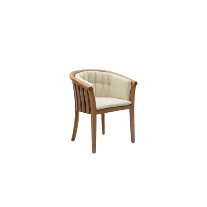 Zdjęcie Stylowy fotel do jadalni wykonany z drewna tekowego