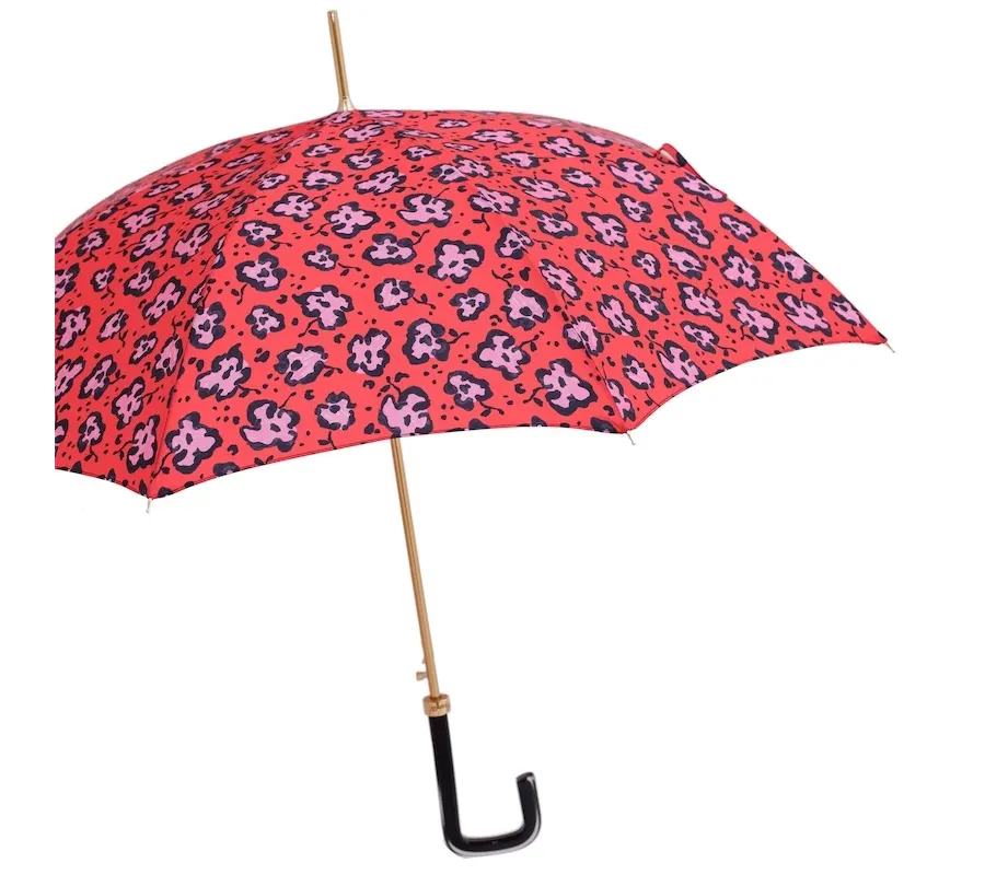 obrazek 7 Wyjątkowy czerwony parasol damski zdobiony drobnym kwiatowym wzorem - Pasotti
