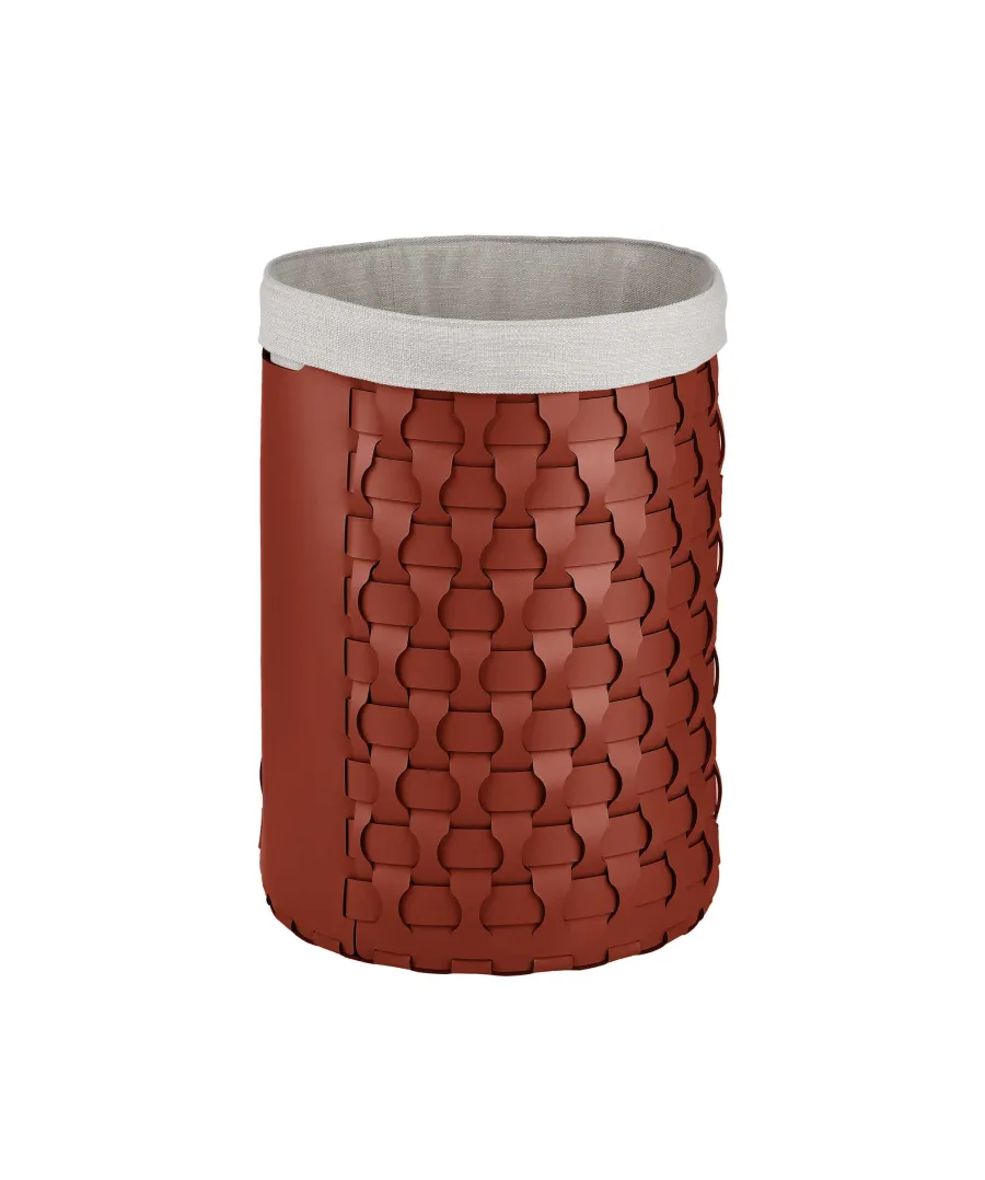 obrazek 2 Stylowy duży kosz Dubai Ø40xH57 cm z bordowej skóry