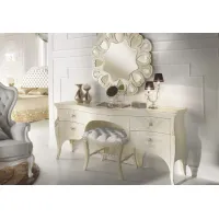 Picture Luxurious bedroom dressing table available in antique white, gray and walnut sand colors