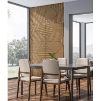 Zdjęcie 60x60x1,1 cm LD (Koperta 1 odbicie lustrzane) panel frezowany MDF fornir dębowy - ozdobna dekoracja ścienna 3D