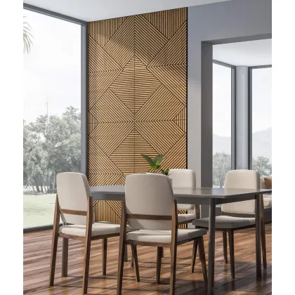 Zdjęcie 60x60x1,1 cm LD (Koperta 1 odbicie lustrzane) panel frezowany MDF fornir dębowy - ozdobna dekoracja ścienna 3D