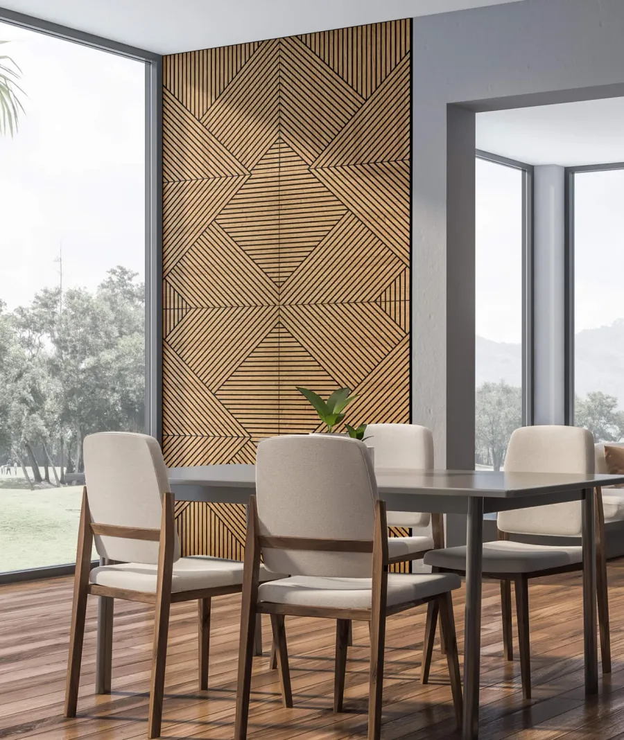 obrazek 1 60x60x1,1 cm LD (Koperta 1 odbicie lustrzane) panel frezowany MDF fornir dębowy - ozdobna dekoracja ścienna 3D