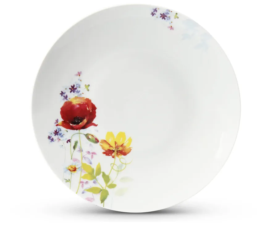 obrazek 2 12-elementowy elegancki zestaw talerzy wykonany z porcelany zdobiony kwiatowymi ornamentami – Leander