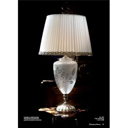 Zdjęcie Kryształowa rzeźbiona lampa stołowa z piaskowanego kryształu - Il Paralume Marina
