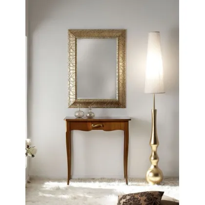 Picture Italian, rectangular mirror lacquered in gold with cut glass - Zanini