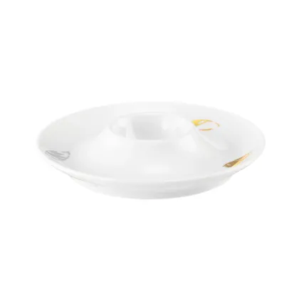 Zdjęcie Ekskluzywny porcelanowy kieliszek na jajko o delikatnym szaro złotym zdobieniu – Tettau