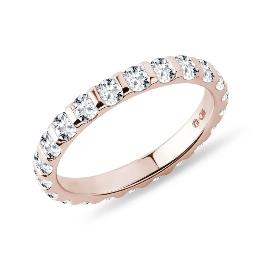 obrazek 1 Diamentowa obrączka Eternity w różowym złocie KLENOTA