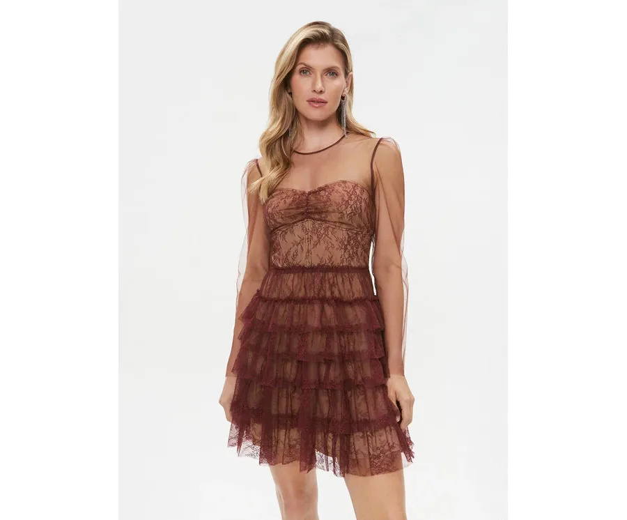 obrazek 1 TWINSET Sukienka koktajlowa 232TT2071 Bordowy Regular Fit