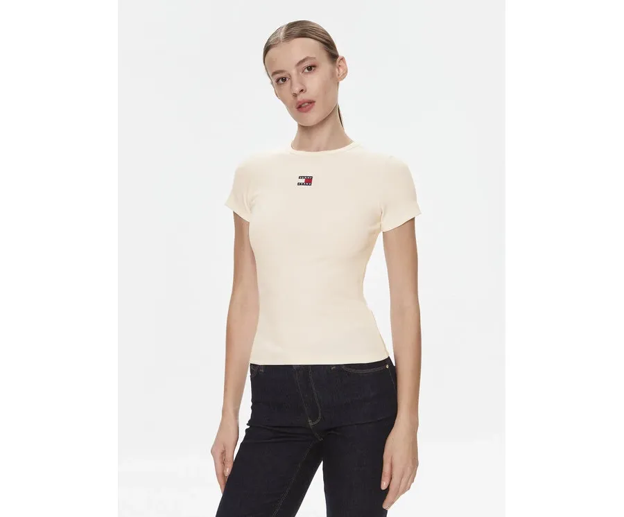 obrazek 1 Tommy Jeans T-Shirt Badge DW0DW17881 Biały Slim Fit