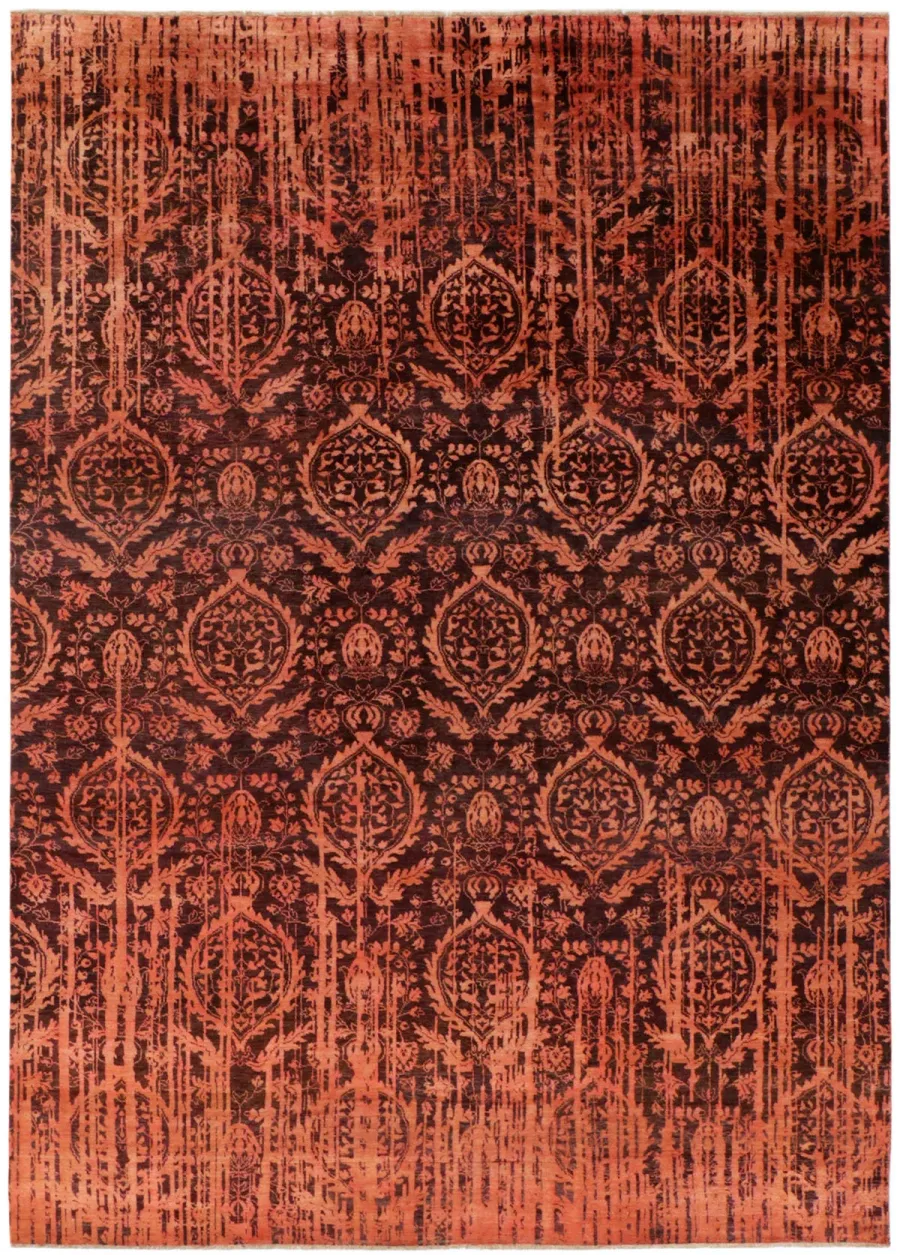 picture 1 Unusual red exclusive 3D carpet - DAMASK 7080