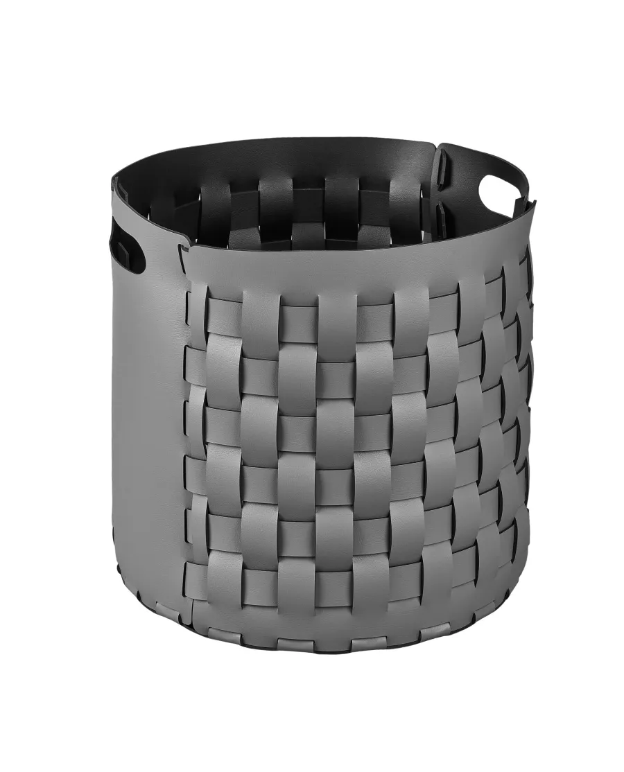 obrazek 1 Szary pleciony kosz Bottega Ø40xH40 cm