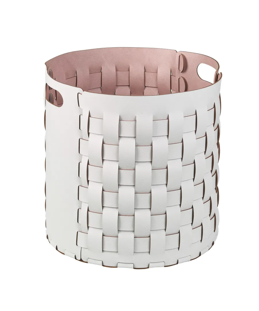 obrazek 1 Pleciony kosz Bottega Ø40xH40 cm w kolorze perłowym