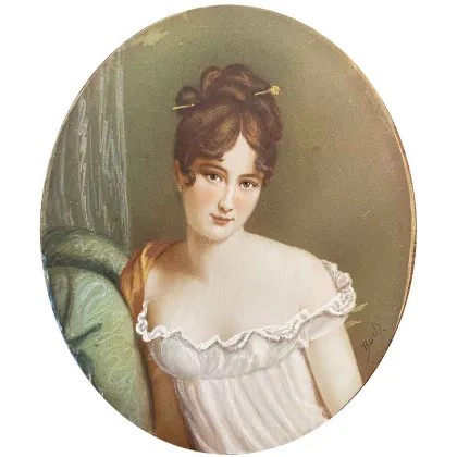 Picture Miniature Portrait of a Woman Signed Buch from the 20th century