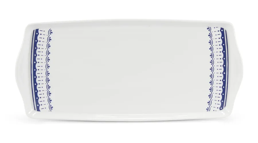 obrazek 1 Stylowa prostokątna taca z porcelany zdobiona niebieskim wzorem – Leander