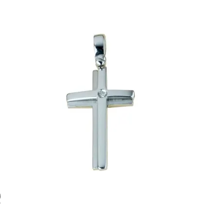 Zdjęcie Elegancki polerowany i satynowany krzyż o śr.ct.0,01 wym.25x12mm.