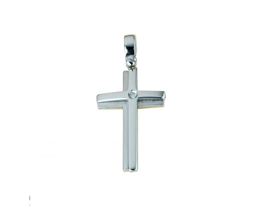 obrazek 1 Elegancki polerowany i satynowany krzyż o śr.ct.0,01 wym.25x12mm.