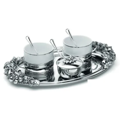 Picture Italian Larissa tea set - tray, 2 cups + sugar bowl