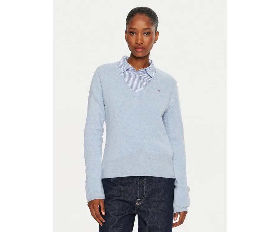 obrazek 1 Tommy Hilfiger Sweter WW0WW43505 Niebieski Regular Fit