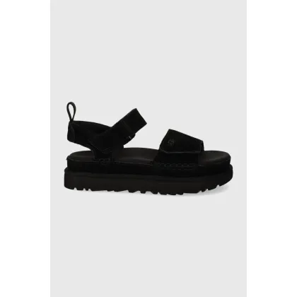 Zdjęcie UGG sandały zamszowe Goldenstar damskie kolor czarny na platformie 1136783
