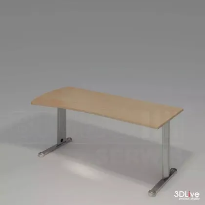 Zdjęcie Wyszukane Biurko na metalowym stelażu. Blat lekko wyprofilowany łukowato o głębokości 85 cm - Biuro Serwis