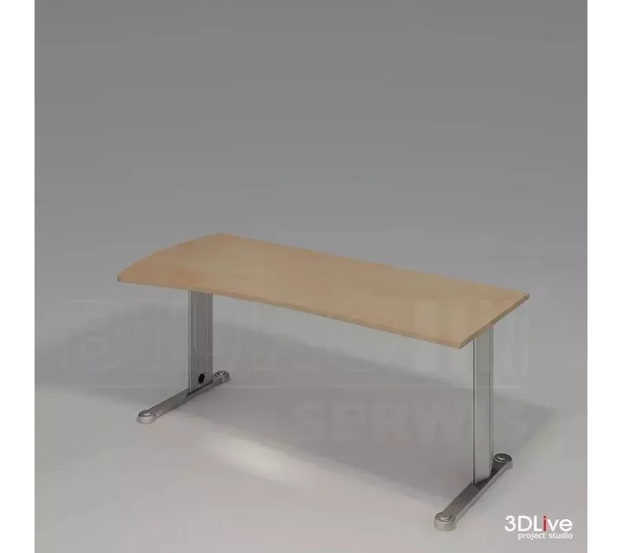 obrazek 1 Wyszukane Biurko na metalowym stelażu. Blat lekko wyprofilowany łukowato o głębokości 85 cm - Biuro Serwis