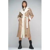 Zdjęcie Ciepły kożuch damski w białym beżowym - A&A Vesa