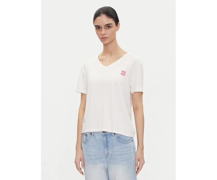 obrazek 1 HUGO T-Shirt Nika_T-Shirt 50540046 Écru Regular Fit
