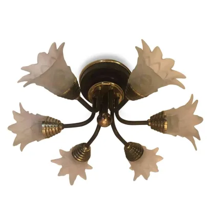 Zdjęcie Vintage lampa sufitowa z 6 punktami z malowanego żelaza