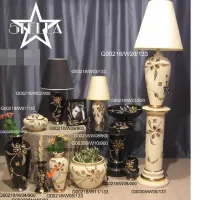 Picture Attractive black ceramic candlestick decorated with gold