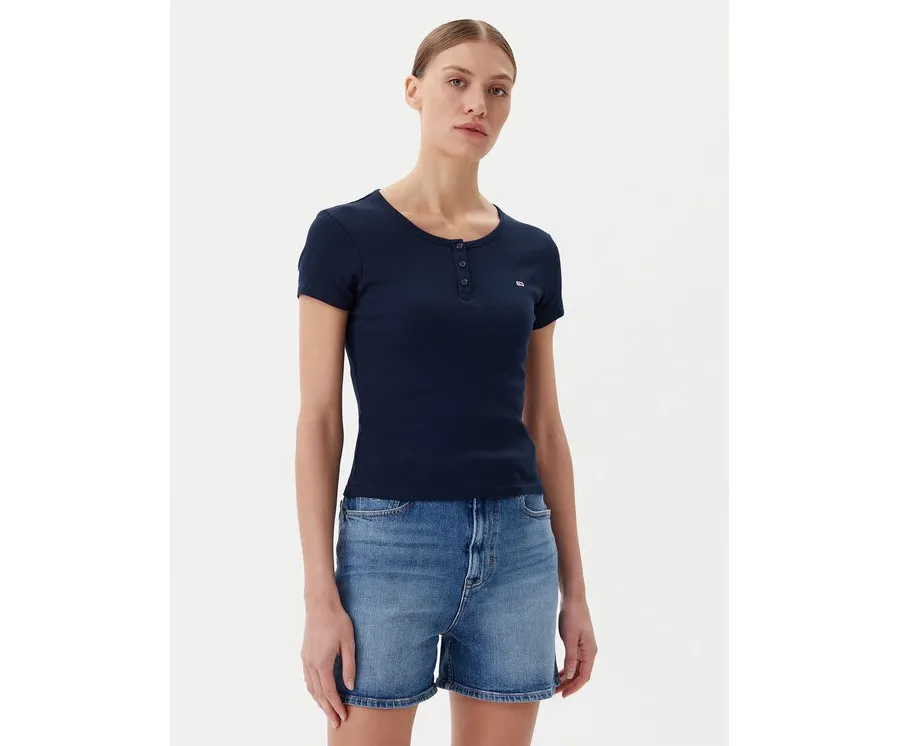 obrazek 1 Tommy Jeans T-Shirt DW0DW19502 Granatowy Slim Fit