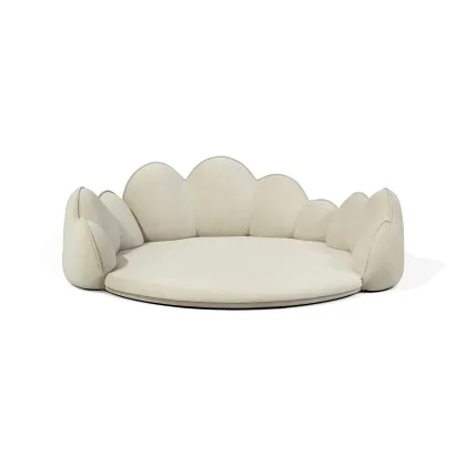 Picture Beige velvet play seat for children