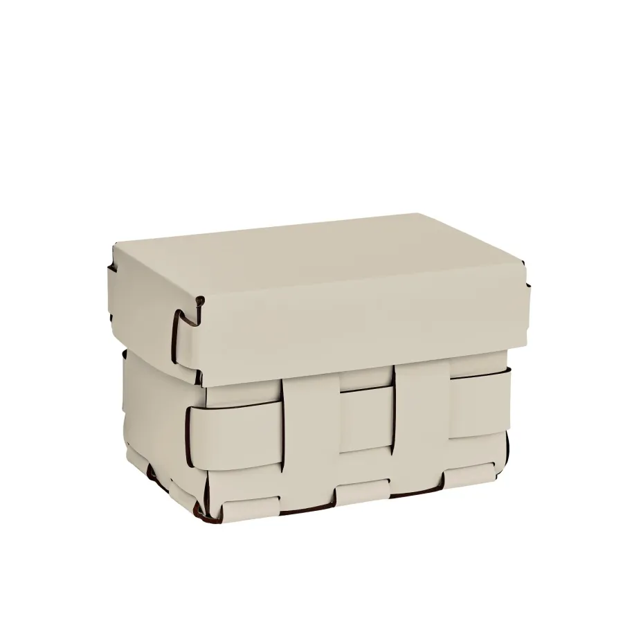 obrazek 1 Stylowy mały koszyk Bottega 12x19xH13 cm w kolorze waniliowym