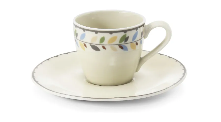 obrazek 1 Wyjątkowa porcelanowa filiżanka do espresso ze spodkiem w kolorze kości słoniowej z kolekcji NatureLine - Leander