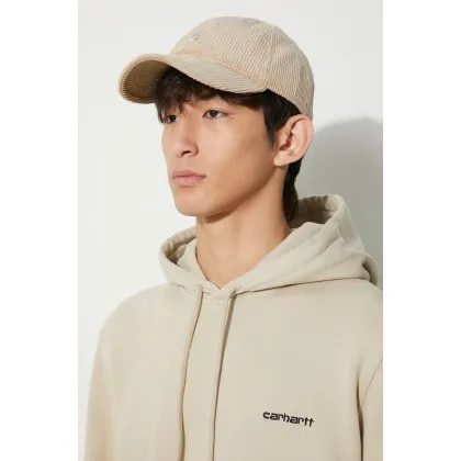 Zdjęcie Carhartt WIP czapka z daszkiem bawełniana Harlem Cap kolor beżowy gładka I026890.G1XX
